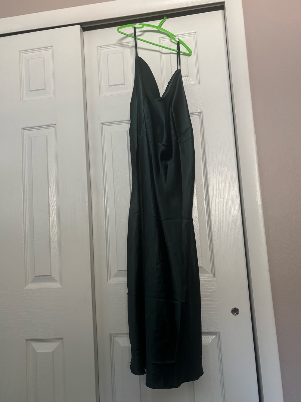 Forever 21 Emerald Green Satin Slip Midi Dress